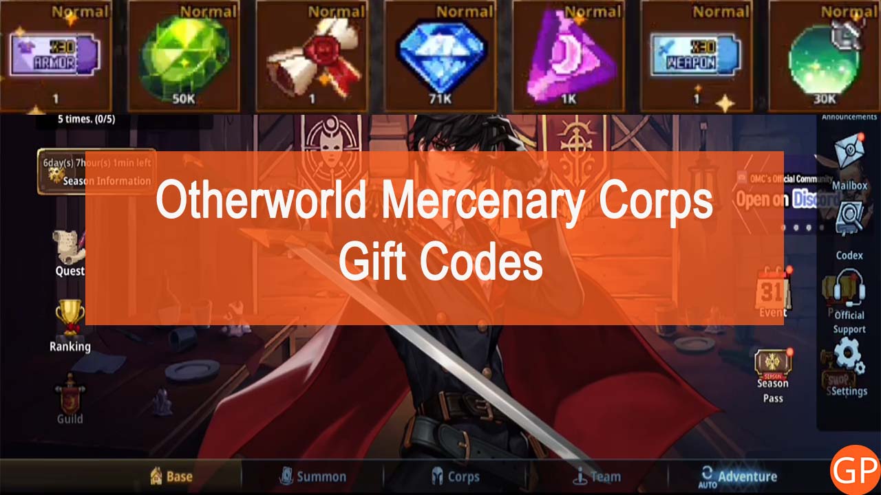 Otherworld Mercenary Corps Codes for August 2025
